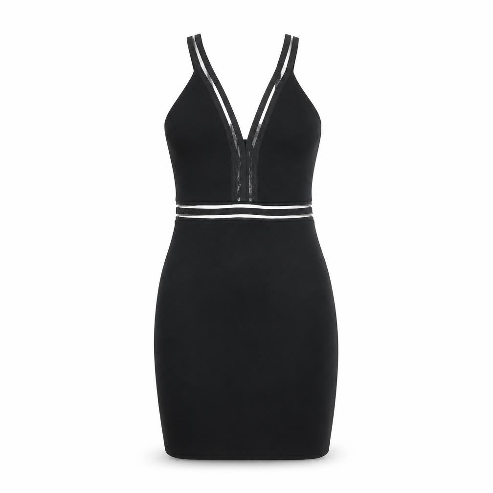 I-X London Women’s Black Size 8 Bodycon V-Neck Sleeveless Dress