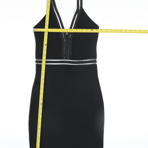I-X London Women’s Black Size 8 Bodycon V-Neck Sleeveless Dress