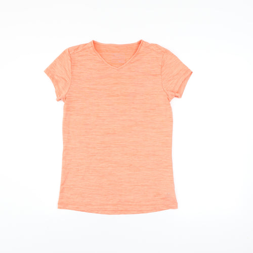 Energetics Womens Orange V-Neck Short Sleeve Active T-Shirt Size 14