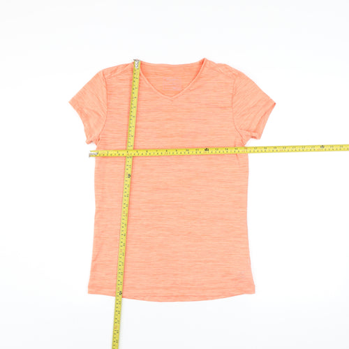 Energetics Womens Orange V-Neck Short Sleeve Active T-Shirt Size 14