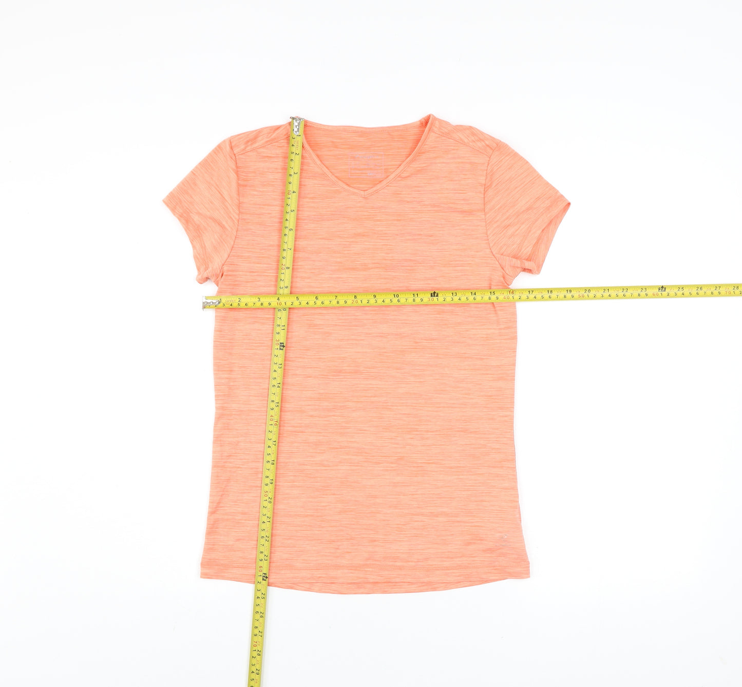 Energetics Womens Orange V-Neck Short Sleeve Active T-Shirt Size 14