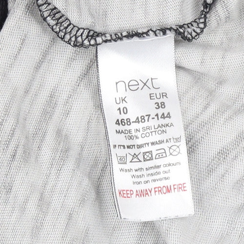 Next Womens Black Ombre Studded V-Neck Cotton T-Shirt Size 10