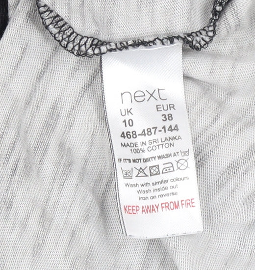 Next Womens Black Ombre Studded V-Neck Cotton T-Shirt Size 10