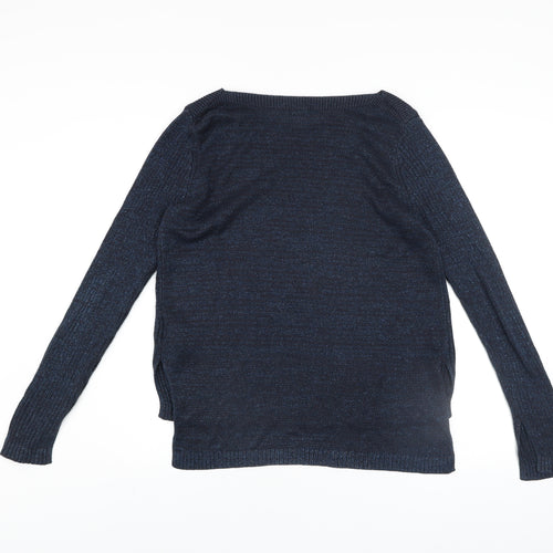 H&M Women’s Blue Ribbed Knit Crew Neck Jumper Size 12