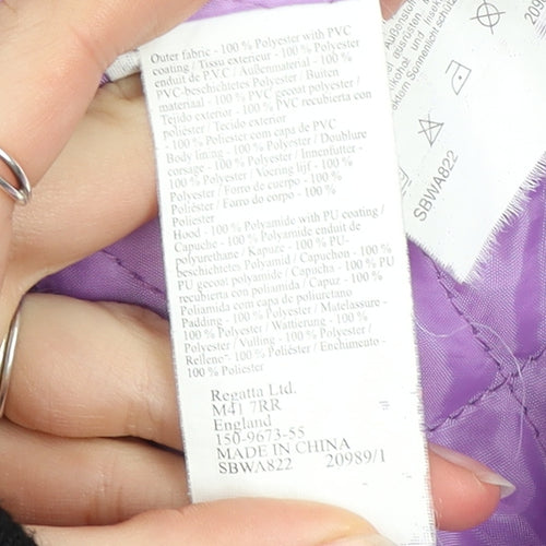 Regatta Women's Purple Waterproof Hooded Rain Jacket Size 14