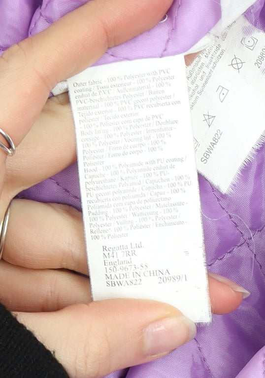 Regatta Women's Purple Waterproof Hooded Rain Jacket Size 14