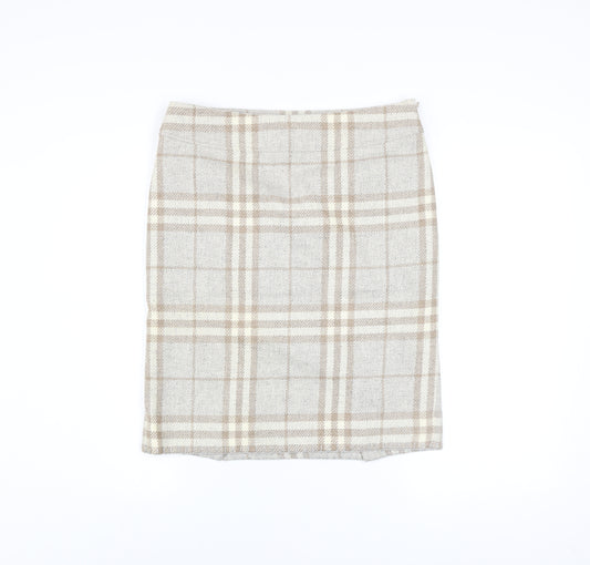 Burberry Women Beige Check Wool Knee Length Pencil Skirt Size 10