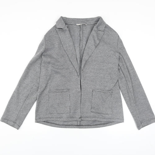 Tu Women Grey Check Stretch Blazer Size 12 Classic Workwear Jacket