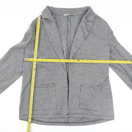 Tu Women Grey Check Stretch Blazer Size 12 Classic Workwear Jacket
