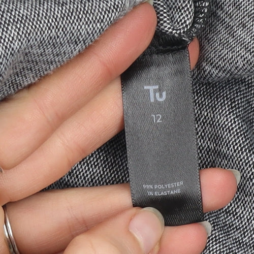 Tu Women Grey Check Stretch Blazer Size 12 Classic Workwear Jacket