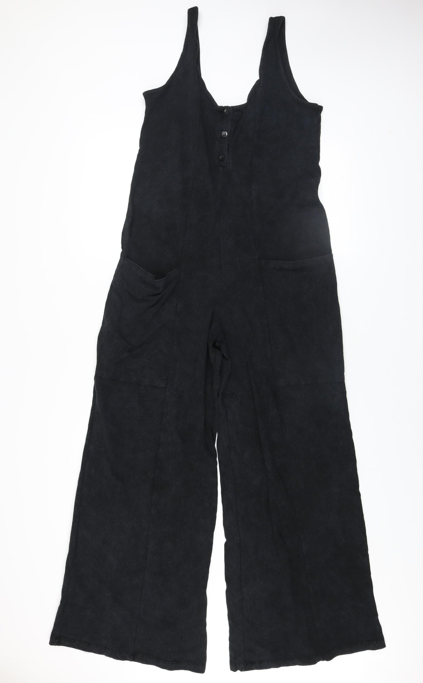 ASOS Design Women Black Cotton Sleeveless Wide-Leg Jumpsuit Size 12