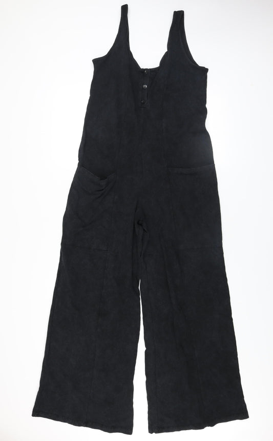 ASOS Design Women Black Cotton Sleeveless Wide-Leg Jumpsuit Size 12