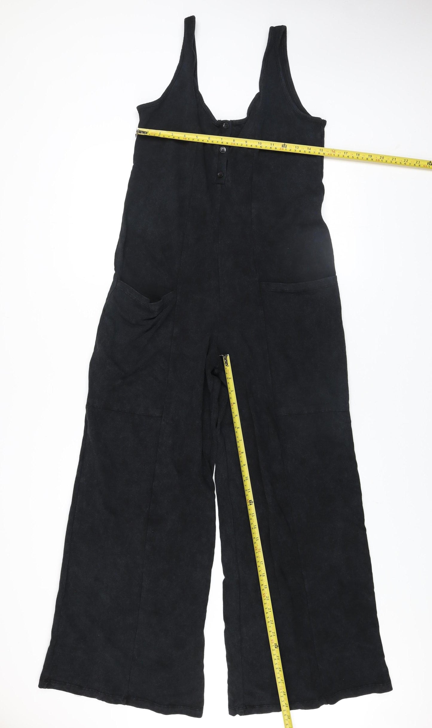 ASOS Design Women Black Cotton Sleeveless Wide-Leg Jumpsuit Size 12