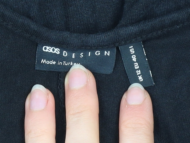 ASOS Design Women Black Cotton Sleeveless Wide-Leg Jumpsuit Size 12