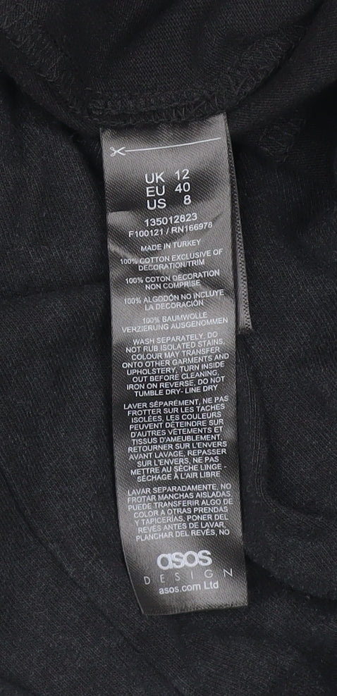 ASOS Design Women Black Cotton Sleeveless Wide-Leg Jumpsuit Size 12