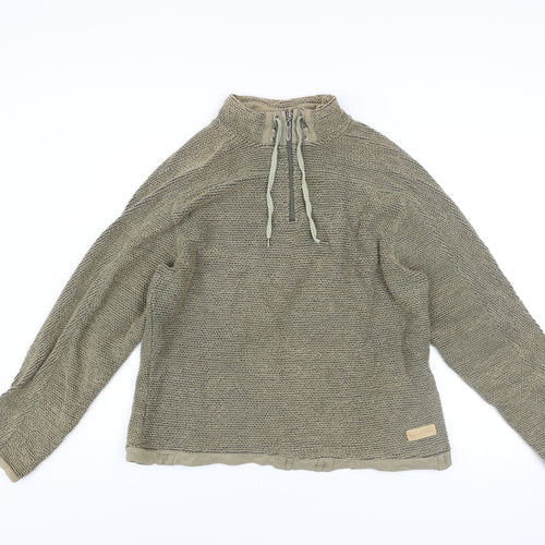 Weird Fish Men's Beige 1/4 Zip Knit Sweatshirt XL Regular Fit