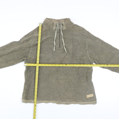 Weird Fish Men's Beige 1/4 Zip Knit Sweatshirt XL Regular Fit