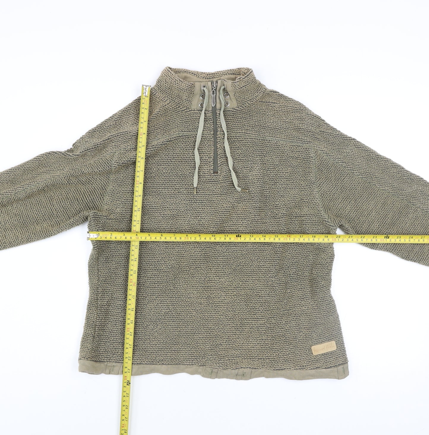 Weird Fish Men's Beige 1/4 Zip Knit Sweatshirt XL Regular Fit