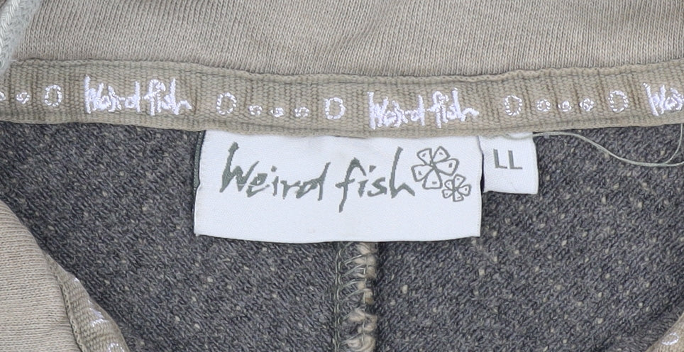 Weird Fish Men's Beige 1/4 Zip Knit Sweatshirt XL Regular Fit