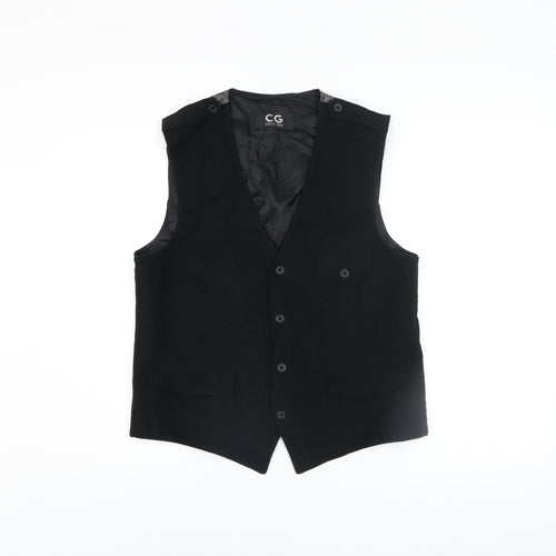Cecil Gee Men's Black Cotton Waistcoat Medium Formal Lined