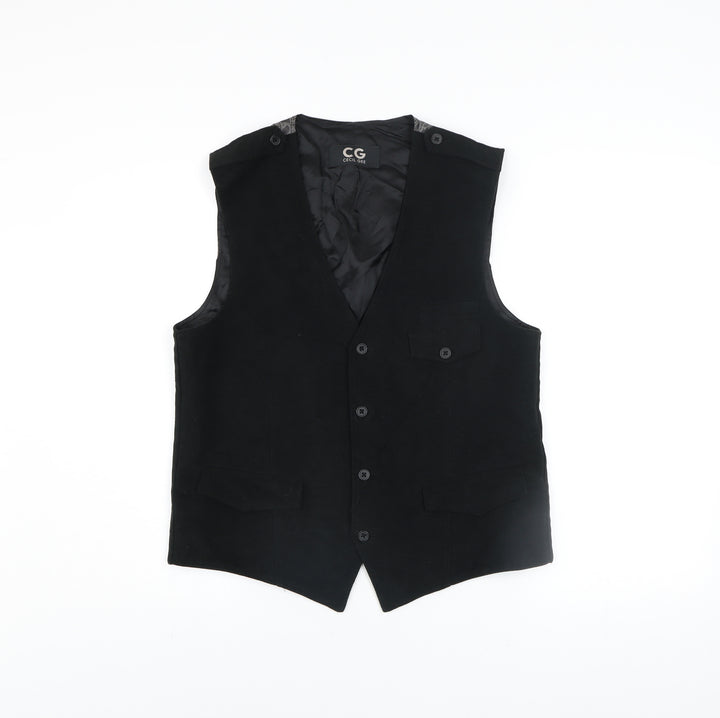 Cecil Gee Men's Black Cotton Waistcoat Medium Formal Lined