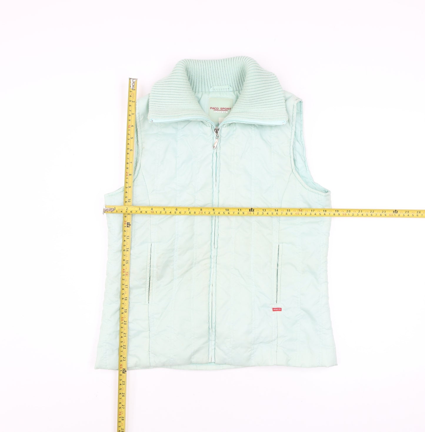Paco Sport Women Green Quilted Sleeveless Waistcoat Size S
