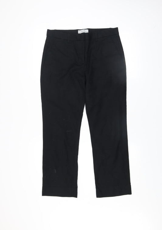 Gap Women Black Tailored Crop Trousers Size 10 Cotton Stretch