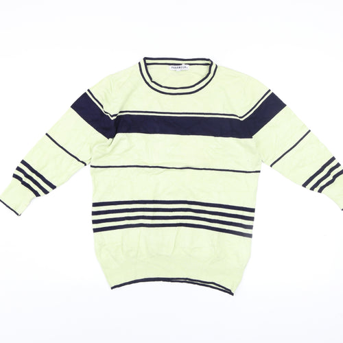 Paramour Women’s Green Striped Crew Neck Knit Jumper Size M
