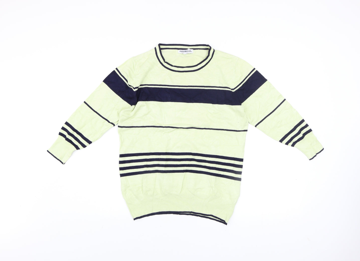 Paramour Women’s Green Striped Crew Neck Knit Jumper Size M