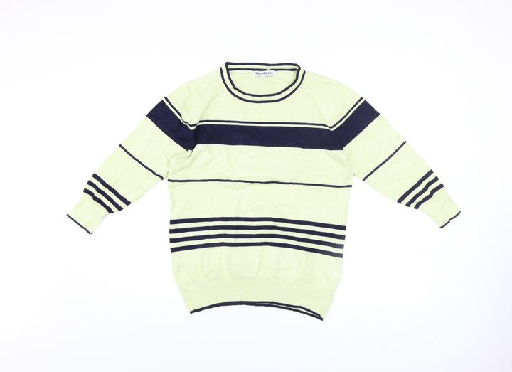 Paramour Women’s Green Striped Crew Neck Knit Jumper Size M