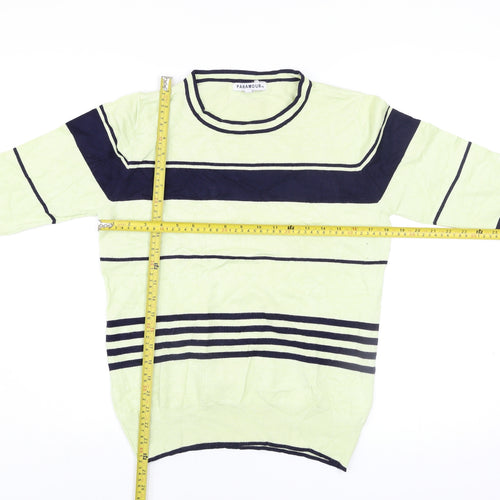 Paramour Women’s Green Striped Crew Neck Knit Jumper Size M