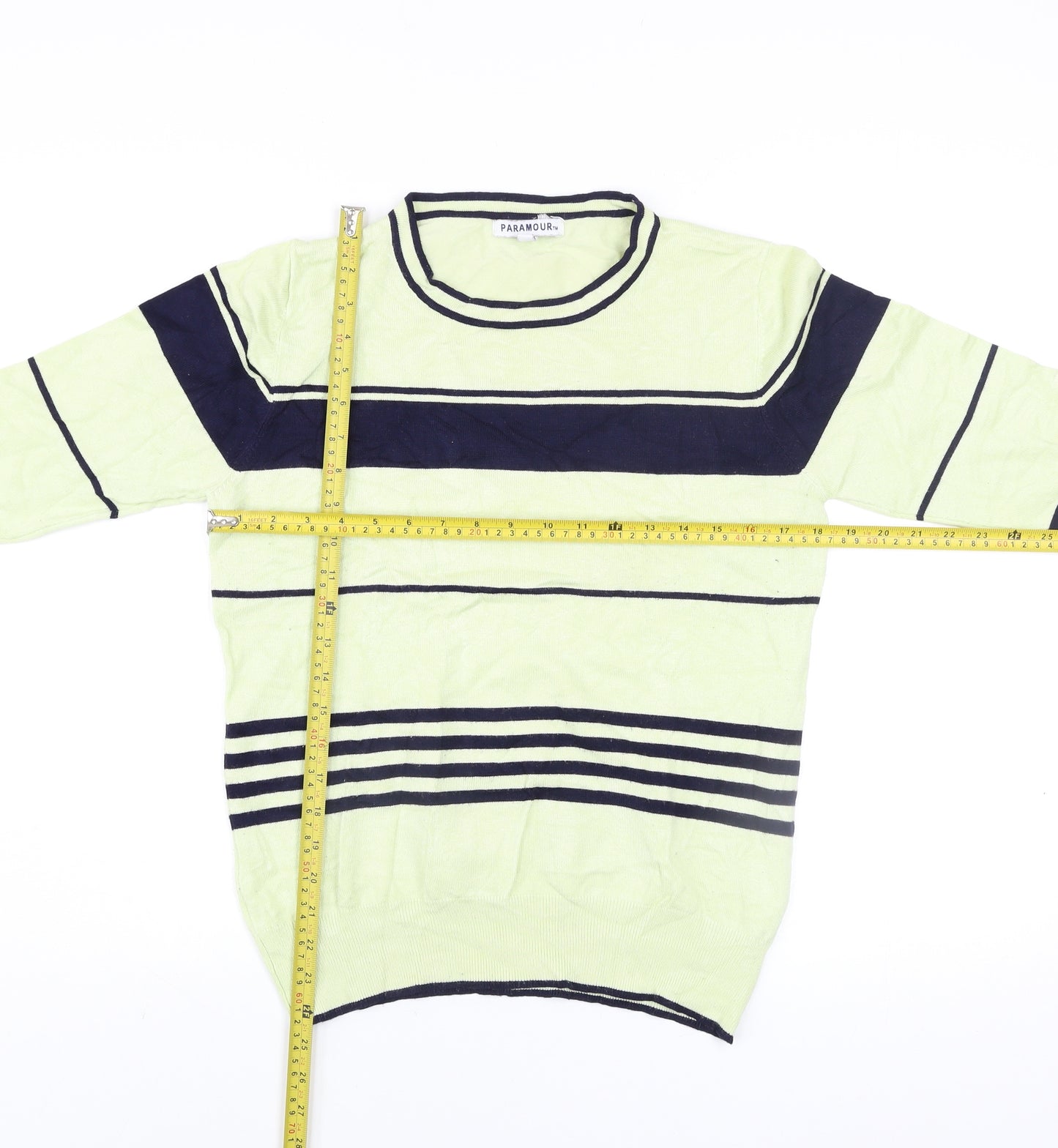 Paramour Women’s Green Striped Crew Neck Knit Jumper Size M