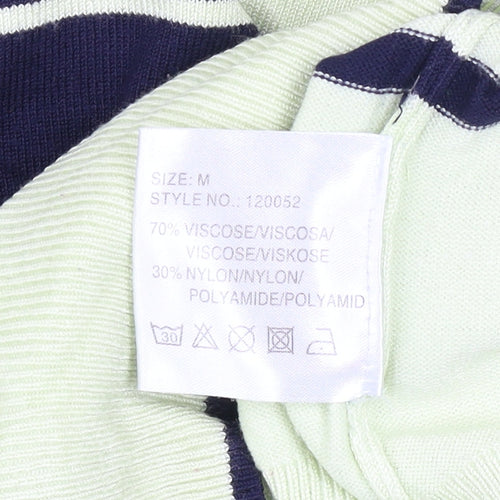 Paramour Women’s Green Striped Crew Neck Knit Jumper Size M