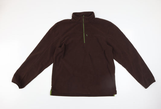 Decathlon Men’s Brown Fleece 1/4 Zip Pullover Sweatshirt Size L