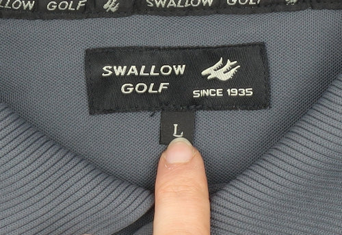 Swallow Golf Men’s Grey Large Polo Shirt 100% Nylon Activewear Top