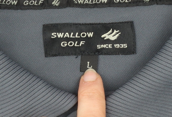 Swallow Golf Men’s Grey Large Polo Shirt 100% Nylon Activewear Top