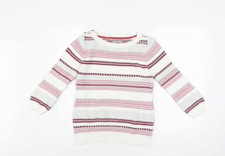 Mantaray Women’s Multicoloured Striped Cotton Jumper Size 10