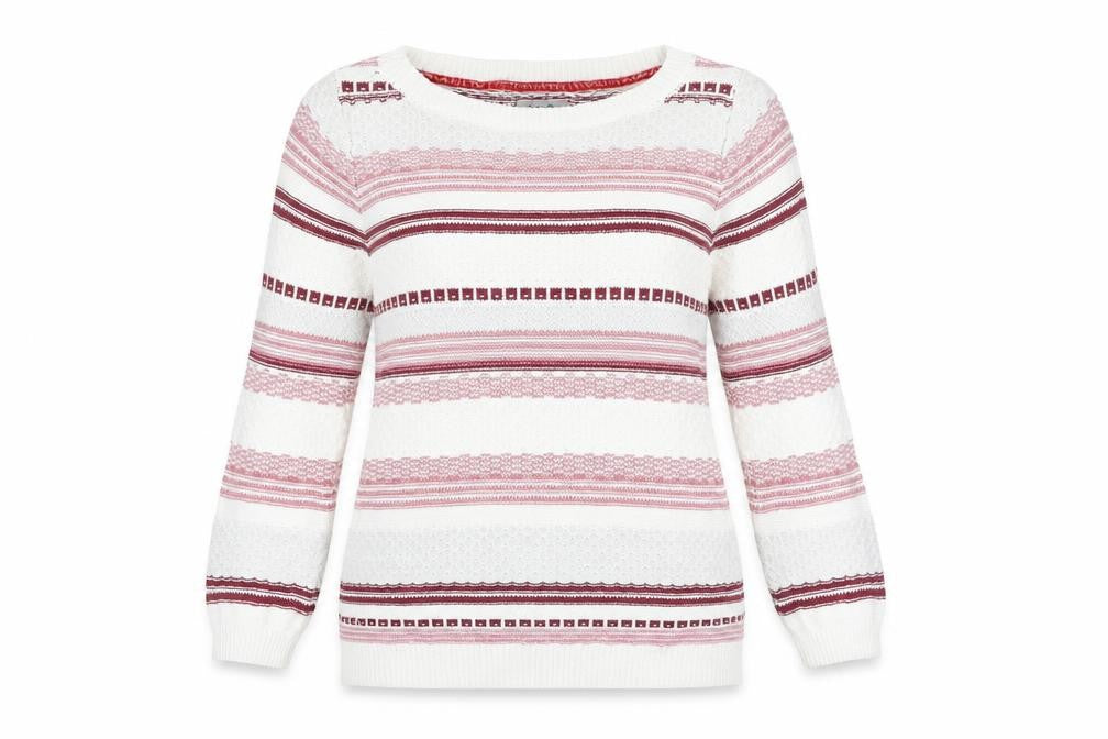 Front view of Mantaray Women’s Multicoloured Striped Cotton Jumper, size UK 10