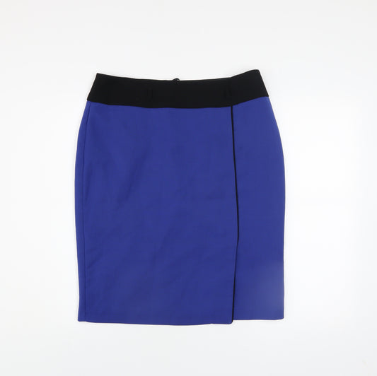 Marks and Spencer Women Blue Knee Length Pencil Skirt Size 14