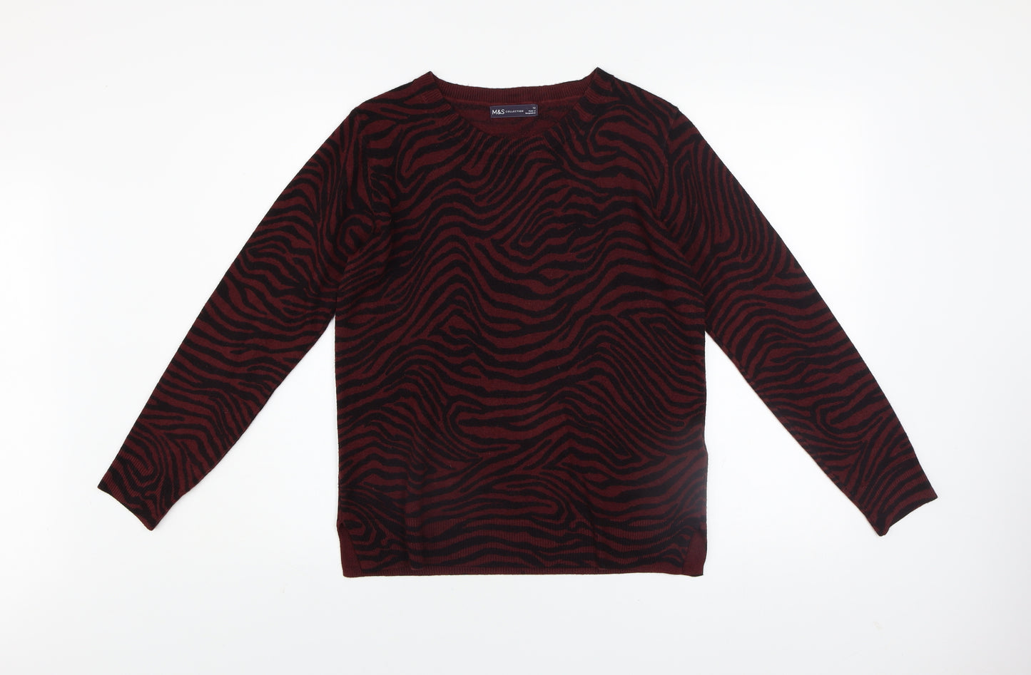 Marks and Spencer Women's Brown Animal Print Long Sleeve Jumper Size 12