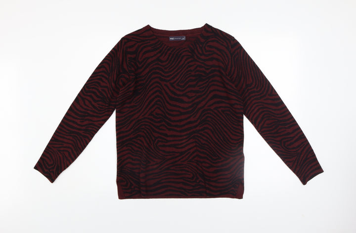 Marks and Spencer Women's Brown Animal Print Long Sleeve Jumper Size 12