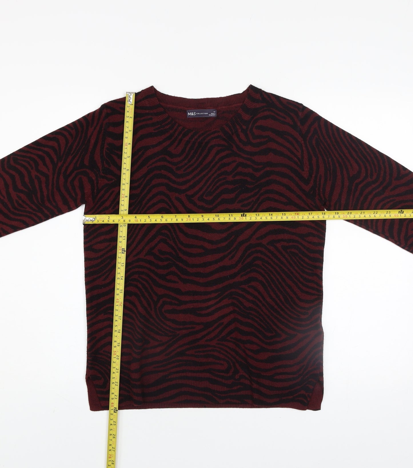 Marks and Spencer Women's Brown Animal Print Long Sleeve Jumper Size 12