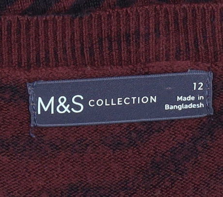 Marks and Spencer Women's Brown Animal Print Long Sleeve Jumper Size 12
