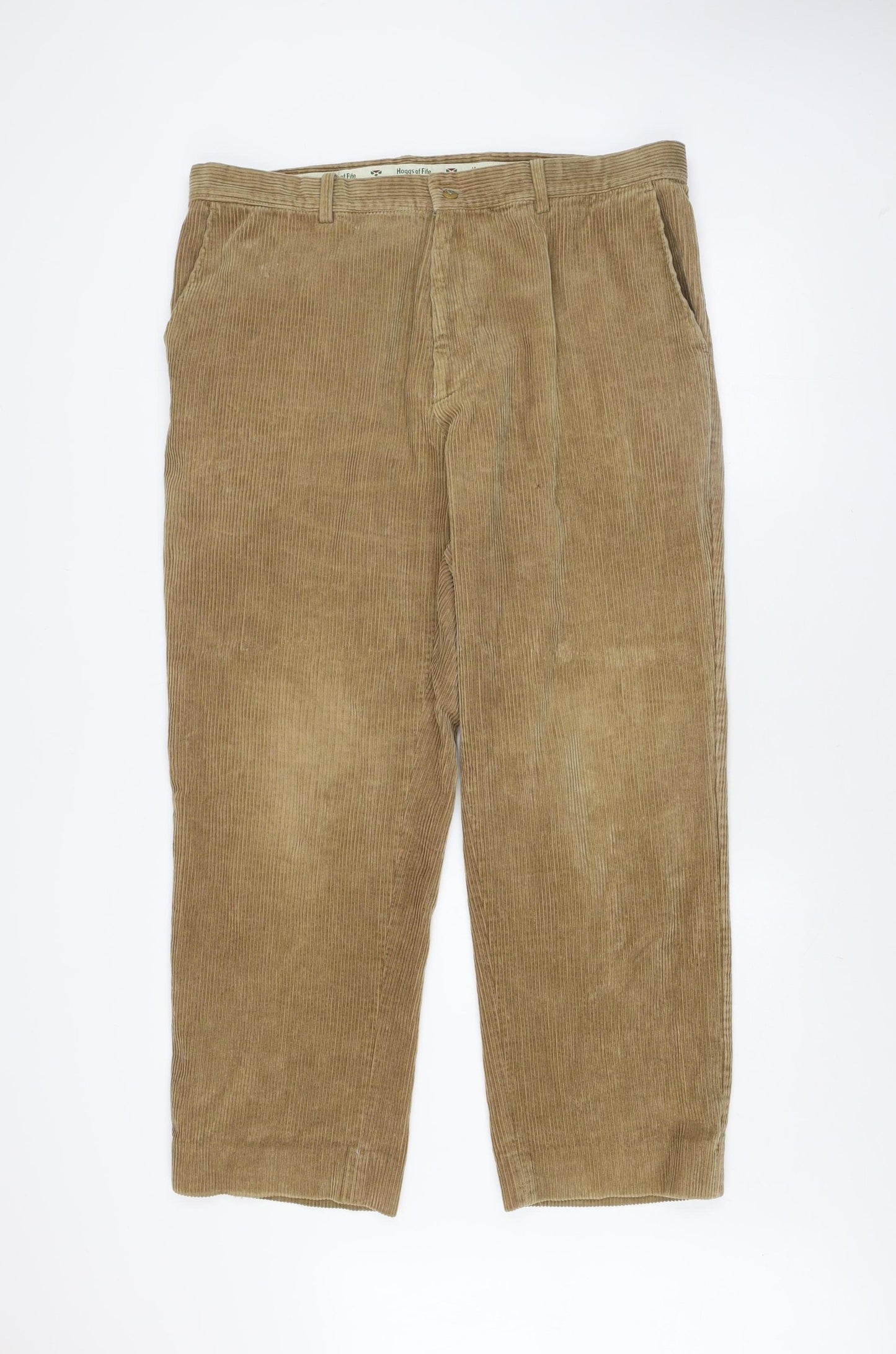 Hoggs of Fife Men's Beige Corduroy Trousers 40W 29L Cotton Regular Fit