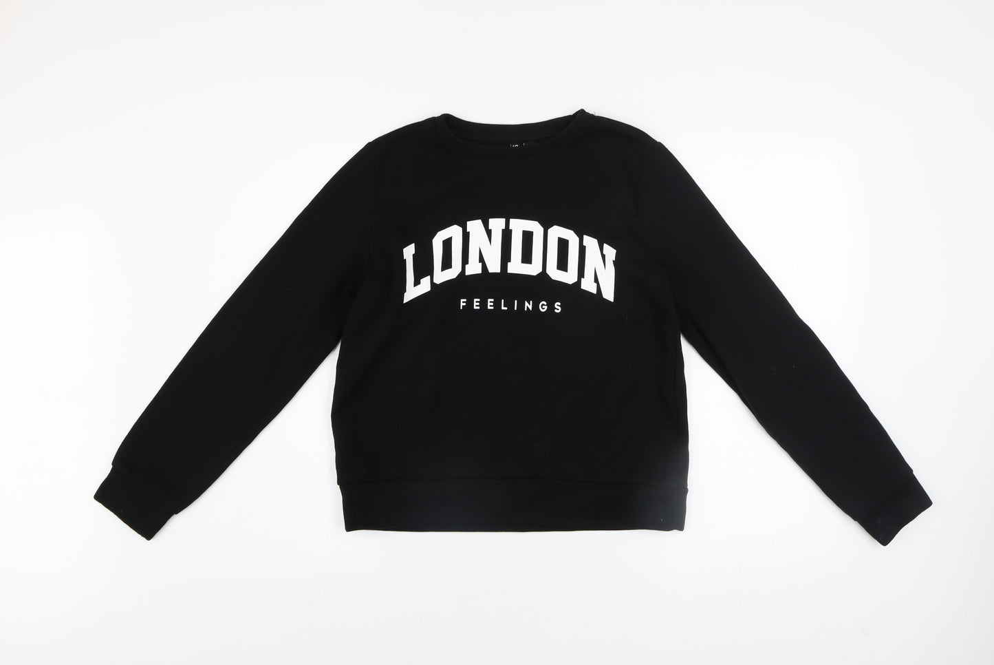 Pieces Women's Black London Graphic Pullover Sweatshirt Size S