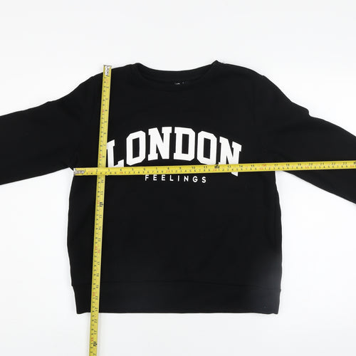 Pieces Women's Black London Graphic Pullover Sweatshirt Size S