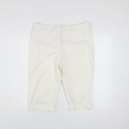 Dunnes Women Ivory Cotton Stretch Capri Trousers Size 12