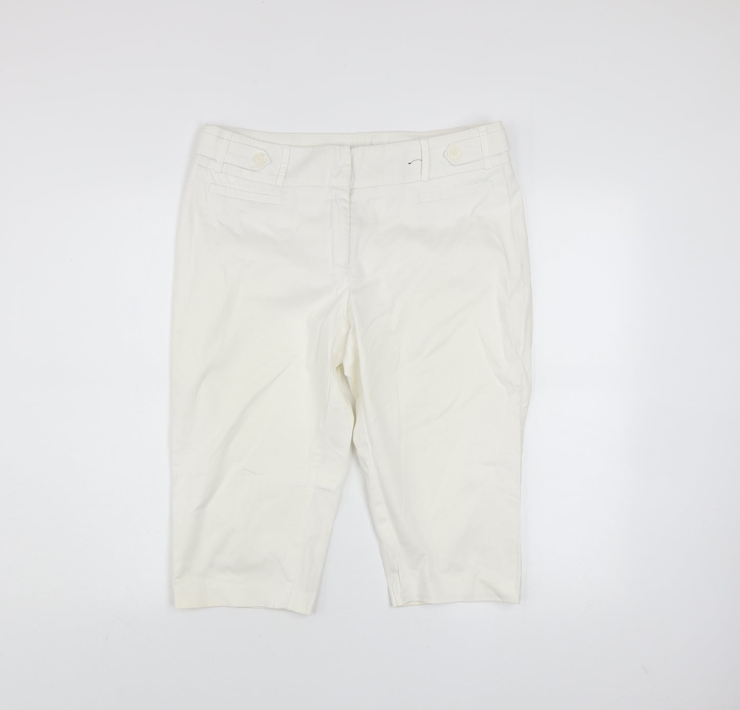 Dunnes Women Ivory Cotton Stretch Capri Trousers Size 12