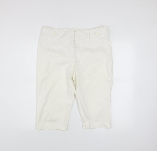 Dunnes Women Ivory Cotton Stretch Capri Trousers Size 12