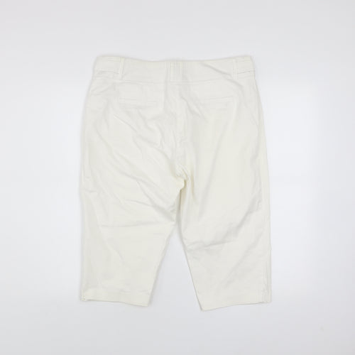 Dunnes Women Ivory Cotton Stretch Capri Trousers Size 12